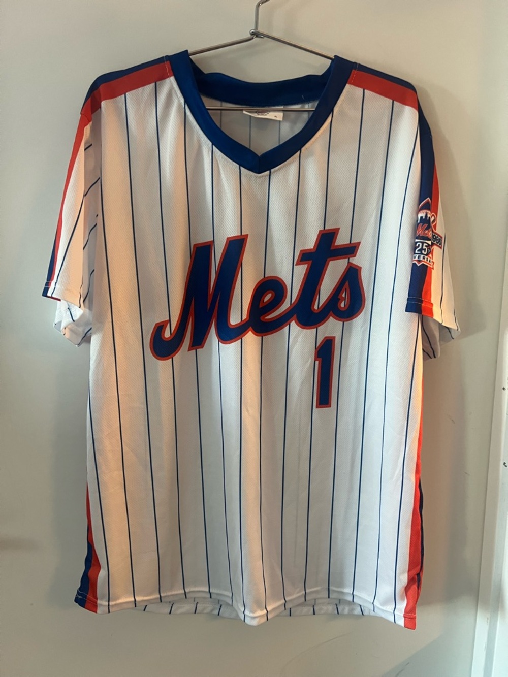 New York Mets White Pinstripe Baseball Jersey Mookie Wilson Vintage XL L